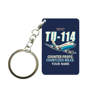 Thumbnail for Tupolev Tu-114 - Cartoon + Name - Key Chain - Navy Blue