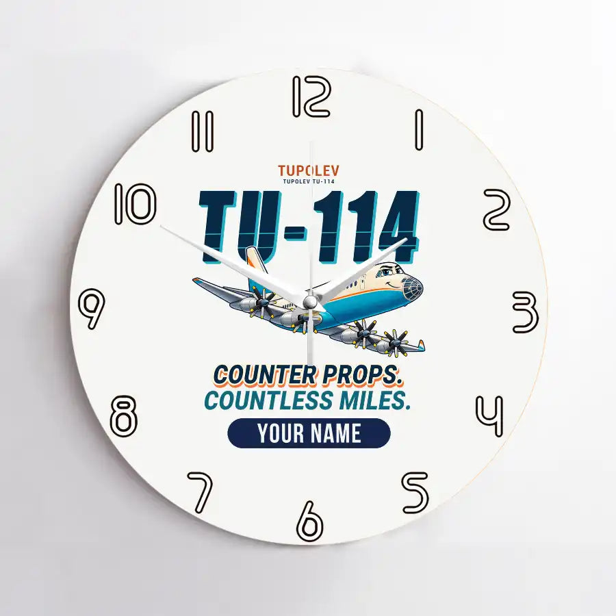 Tupolev Tu-114 - Cartoon + Name - No Frame - White