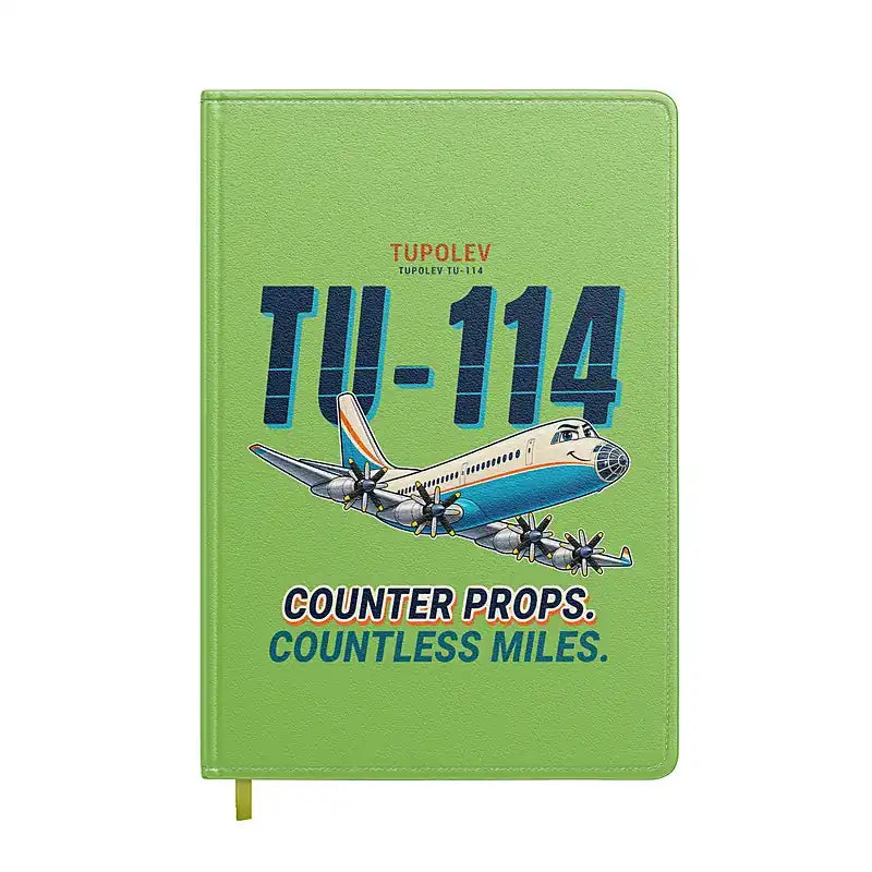 Tupolev Tu-114 - Cartoon - Notebook - Light Green