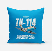 Thumbnail for Tupolev Tu-114 - Cartoon - Pillow - Turquoise