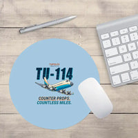 Thumbnail for Tupolev Tu-114 - Cartoon - Round Mouse Pad - Light Blue