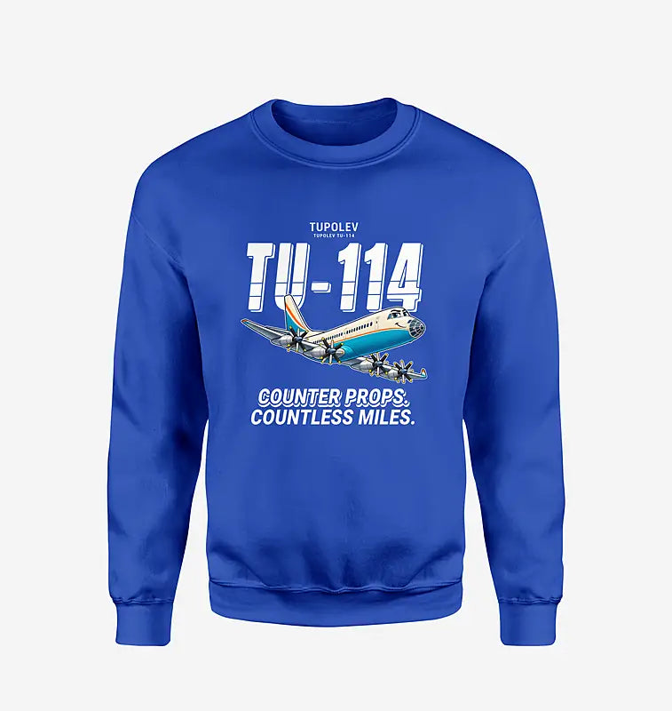 Tupolev Tu-114 - Cartoon - Sweatshirt - Blue