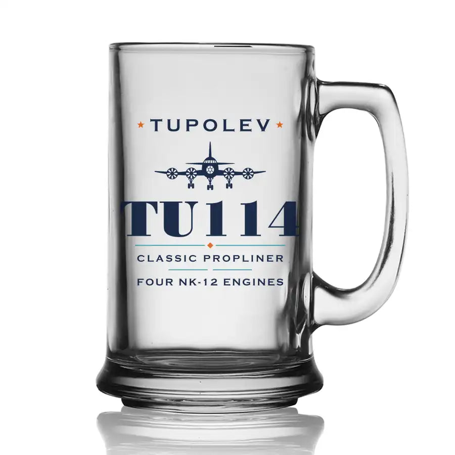Tupolev Tu-114 - Heritage - Beer Glass with Holder