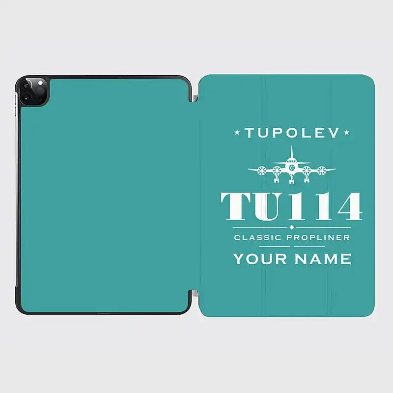Tupolev Tu-114 - Heritage + Name - iPad Case - Turquoise