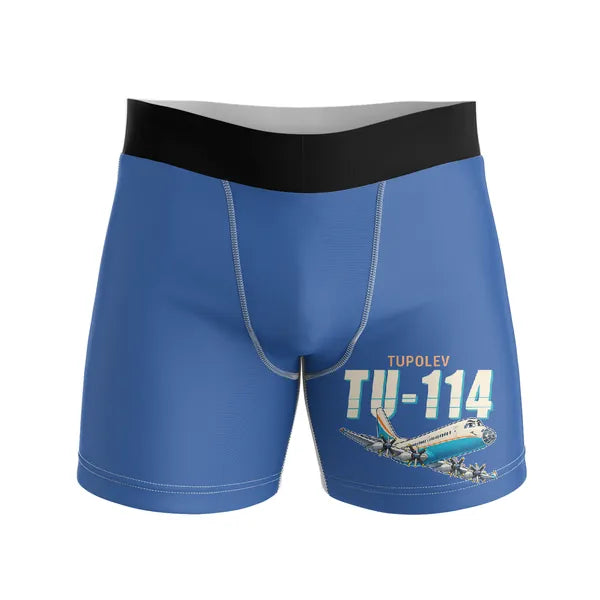 Tupolev Tu-114 - Men Boxers - Cartoon - Blue