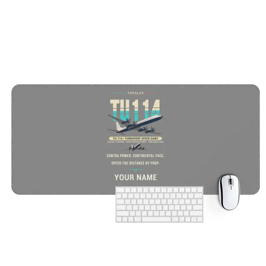 Tupolev Tu-114 - Original + Name - Desk Mat - Gray