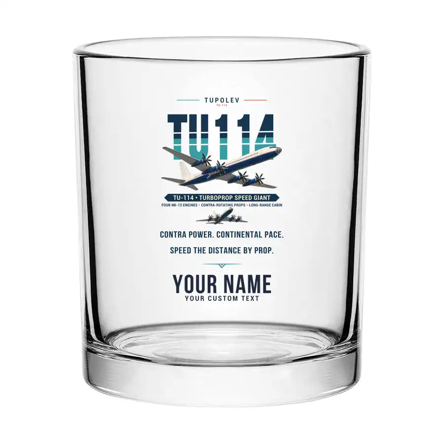 Tupolev Tu-114 - Original + Name - Special Whiskey Glass