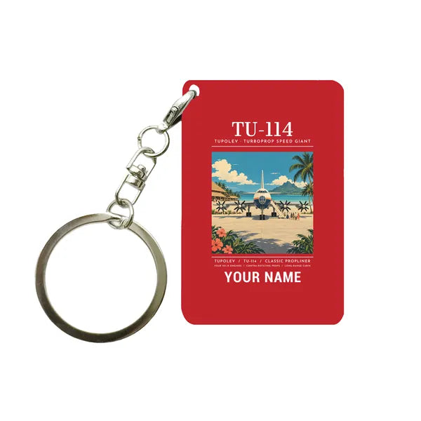 Tupolev Tu-114 - Poster + Name - Key Chain - Red