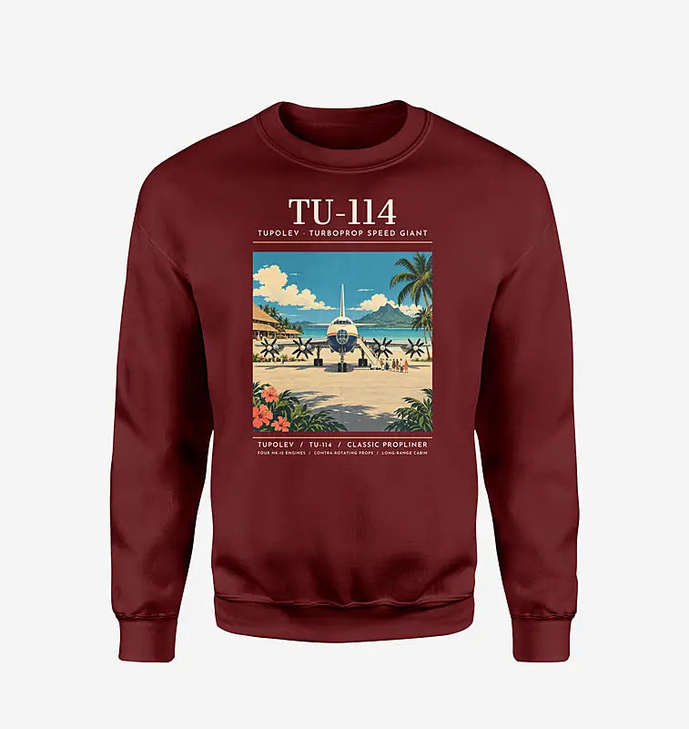 Tupolev Tu-114 - Poster - Sweatshirt - Wine Red