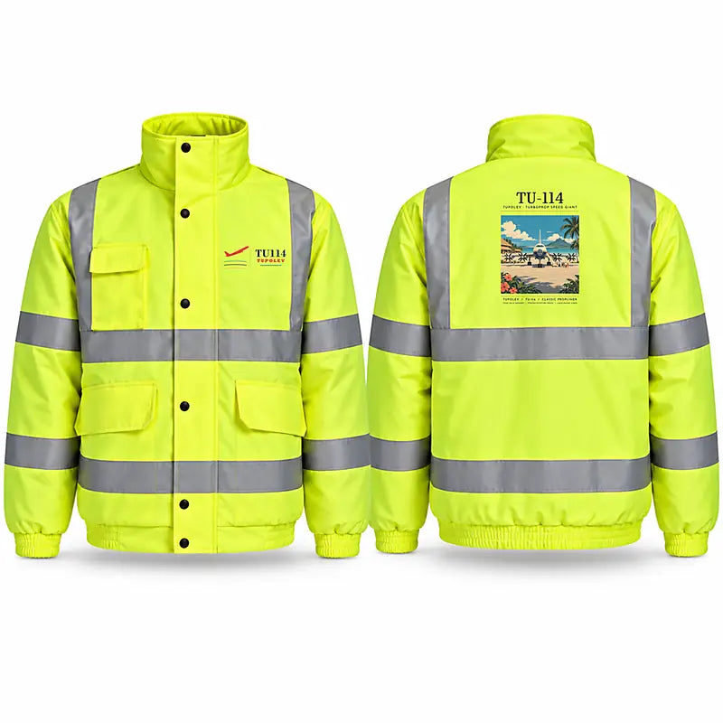 Tupolev Tu-114 Reflective Winter Jackets - Poster - Fluorescent Yellow