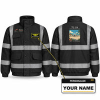 Thumbnail for Tupolev Tu-114 Reflective Winter Jackets - Poster + Name - Black