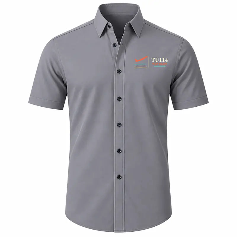 Tupolev Tu-114 - Short Sleeve Shirt - Poster - Gray