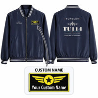 Thumbnail for Tupolev Tu-114 Stylish Jackets - Baseball Collar - Heritage + Name - Navy Blue