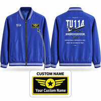 Thumbnail for Tupolev Tu-114 Stylish Jackets - Baseball Collar - Original + Name - Royal Blue