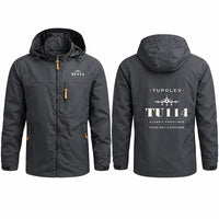 Thumbnail for Tupolev Tu-114 Stylish Jackets - Hooded Windbreaker - Heritage - Charcoal