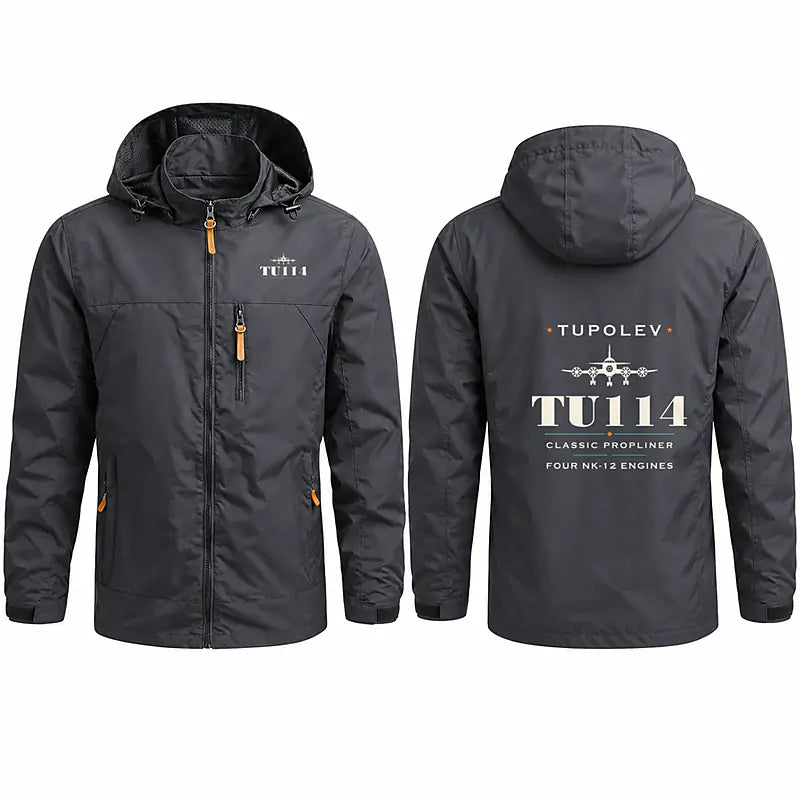 Tupolev Tu-114 Stylish Jackets - Hooded Windbreaker - Heritage - Charcoal