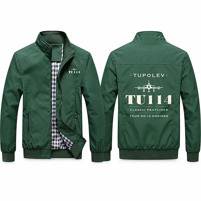 Tupolev Tu-114 Stylish Jackets - Stand Collar - Heritage - Green