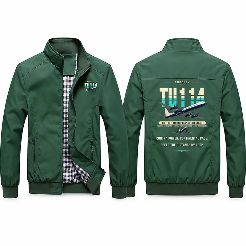 Tupolev Tu-114 Stylish Jackets - Stand Collar - Original - Green