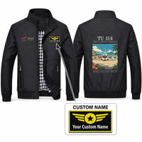 Thumbnail for Tupolev Tu-114 Stylish Jackets - Stand Collar - Poster + Name - Black