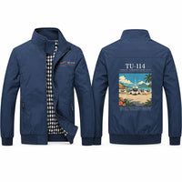 Thumbnail for Tupolev Tu-114 Stylish Jackets - Stand Collar - Poster - Navy Blue