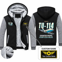 Thumbnail for Tupolev Tu-114 Zipped Sweatshirts - Cartoon + Name - Black & Gray