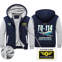 Thumbnail for Tupolev Tu-114 Zipped Sweatshirts - Cartoon + Name - Navy & Gray