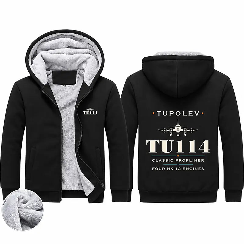 Tupolev Tu-114 Zipped Sweatshirts - Heritage - Black