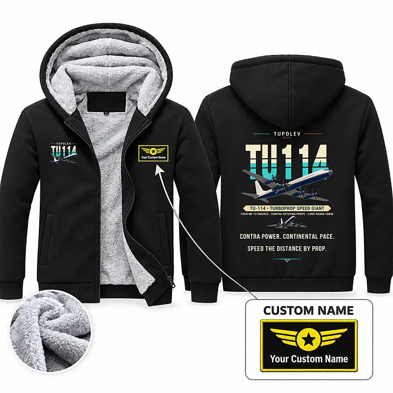 Tupolev Tu-114 Zipped Sweatshirts - Original + Name - Black
