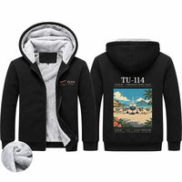 Thumbnail for Tupolev Tu-114 Zipped Sweatshirts - Poster - Black