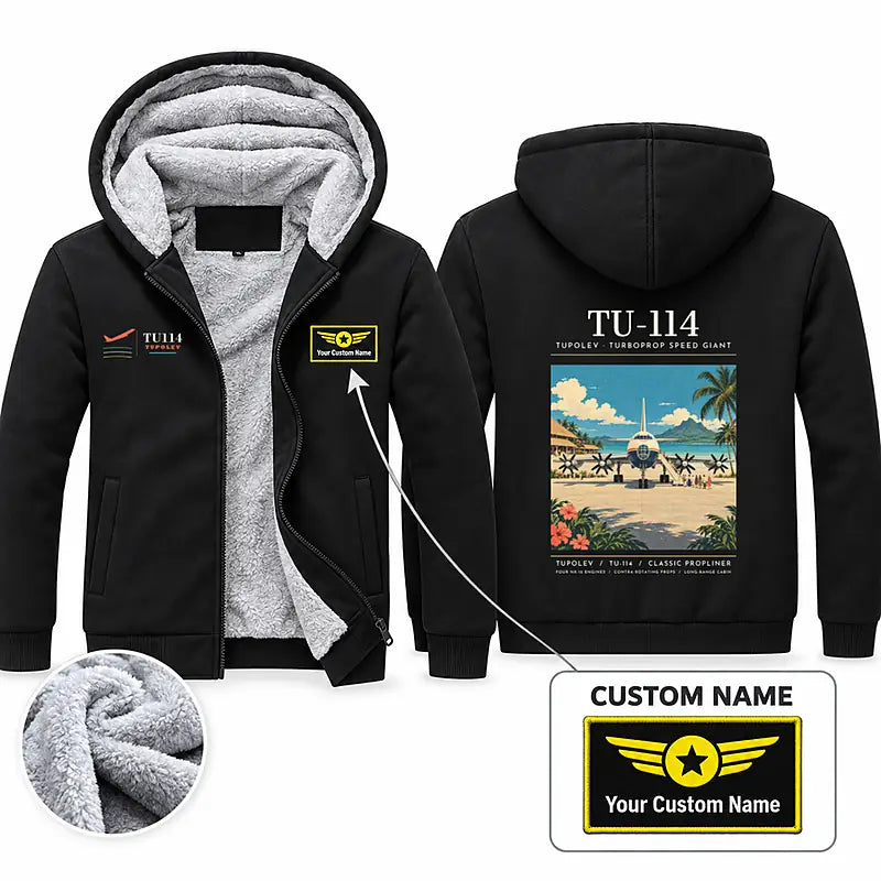 Tupolev Tu-114 Zipped Sweatshirts - Poster + Name - Black