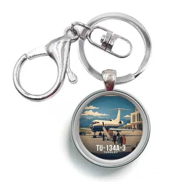 Tupolev Tu-134A-3 - 3D - Circle Key Chain - Full Print