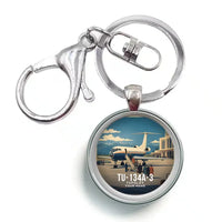 Thumbnail for Tupolev Tu-134A-3 - 3D + Name - Circle Key Chain - Full Print