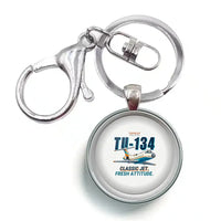 Thumbnail for Tupolev Tu-134A-3 - Cartoon - Circle Key Chain - White