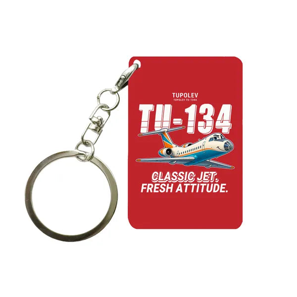 Tupolev Tu-134A-3 - Cartoon - Key Chain - Red
