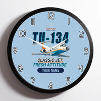 Thumbnail for Tupolev Tu-134A-3 - Cartoon + Name - Framed - Light Blue
