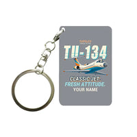 Thumbnail for Tupolev Tu-134A-3 - Cartoon + Name - Key Chain - Gray