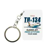Thumbnail for Tupolev Tu-134A-3 - Cartoon + Name - Key Chain - White