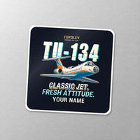 Thumbnail for Tupolev Tu-134A-3 - Cartoon + Name - Square Sticker - Close-up