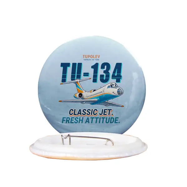 Tupolev Tu-134A-3 - Cartoon - Pin - Light Blue