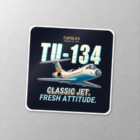 Thumbnail for Tupolev Tu-134A-3 - Cartoon - Square Sticker - Close-up