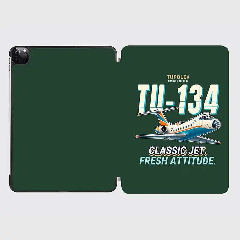 Tupolev Tu-134A-3 - Cartoon - iPad Case - Dark Green