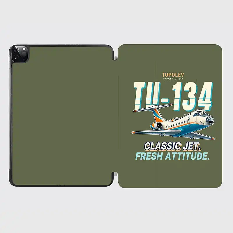 Tupolev Tu-134A-3 - Cartoon - iPad Case - Green Army