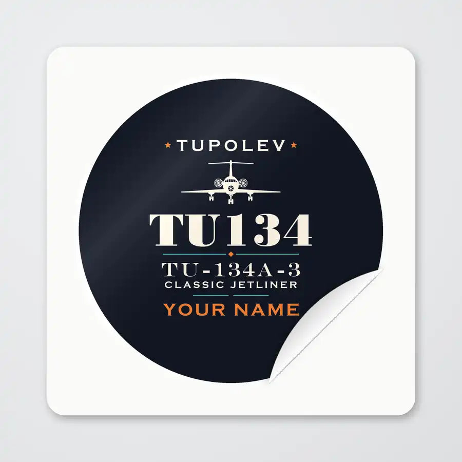 Tupolev Tu-134A-3 - Heritage + Name - Circle Sticker - Peel