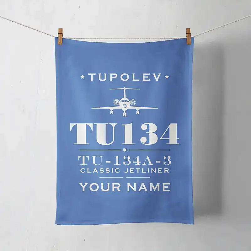 Tupolev Tu-134A-3 - Heritage + Name - Towel - Blue