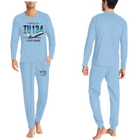Thumbnail for Tupolev Tu-134A-3 - Men Pajamas - Original Chest + Name - Light Blue