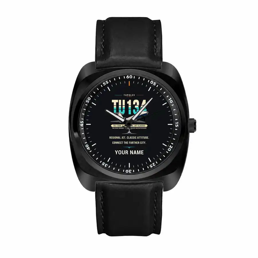 Tupolev Tu-134A-3 - Original + Name - Luxury Cushion - Black and Black Strap