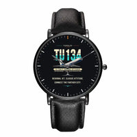 Thumbnail for Tupolev Tu-134A-3 - Original - Slim Leather - Black and Black Leather Strap