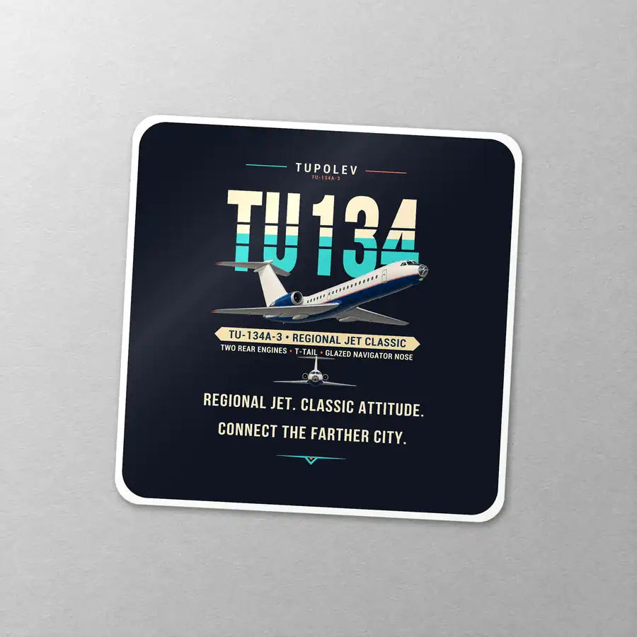 Tupolev Tu-134A-3 - Original - Square Sticker - Close-up