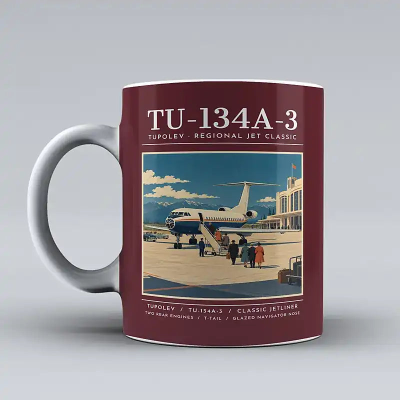 Tupolev Tu-134A-3 - Poster - Mug - Dark Red