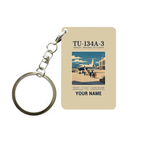 Thumbnail for Tupolev Tu-134A-3 - Poster + Name - Key Chain - Beige
